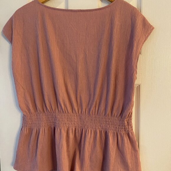 Old Navy Womens NWOT Mauve Pink Knit Stretch sleeveless Rouching top blouse Sz L - Picture 3 of 5